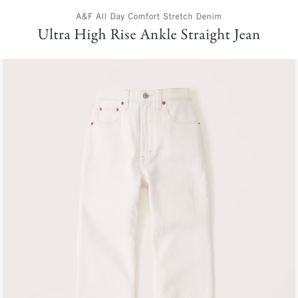 Abercrombie The Ankle Straight Ultra High Jeans, Curve Love, Cream, Size 27 - Picture 2 of 8